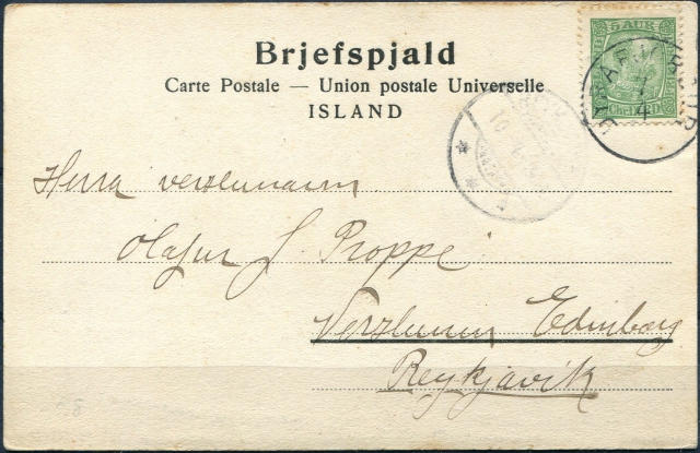 1904 | Post Card from Dýrafjörður to Rvk image