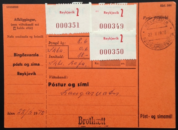 1970 | Parcel Card OFFICIAL - Brothætt - RARE image