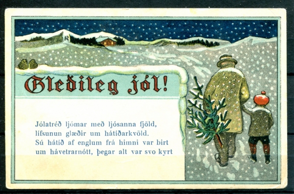 Vísnakort | Jól - Jólatréð ljómar með ljósanna fjöld, image